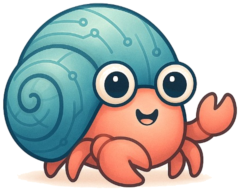ClawCove hermit crab mascot